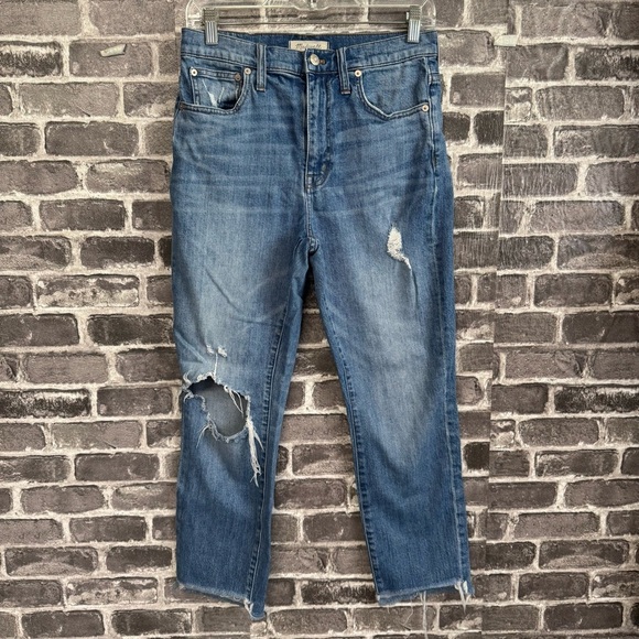 Madewell The High-Rise Slim Boyjean in Lita Wash Step-Hem Edition jeans - Picture 1 of 12